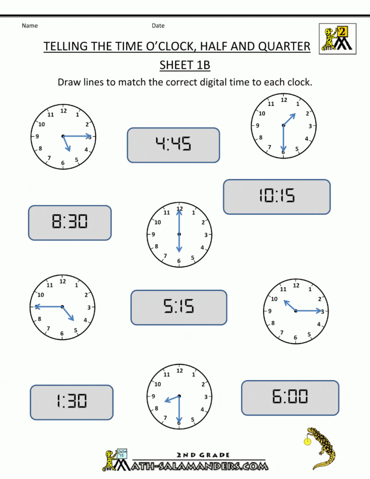 Time Worksheet O'clock Quarter And Half Past