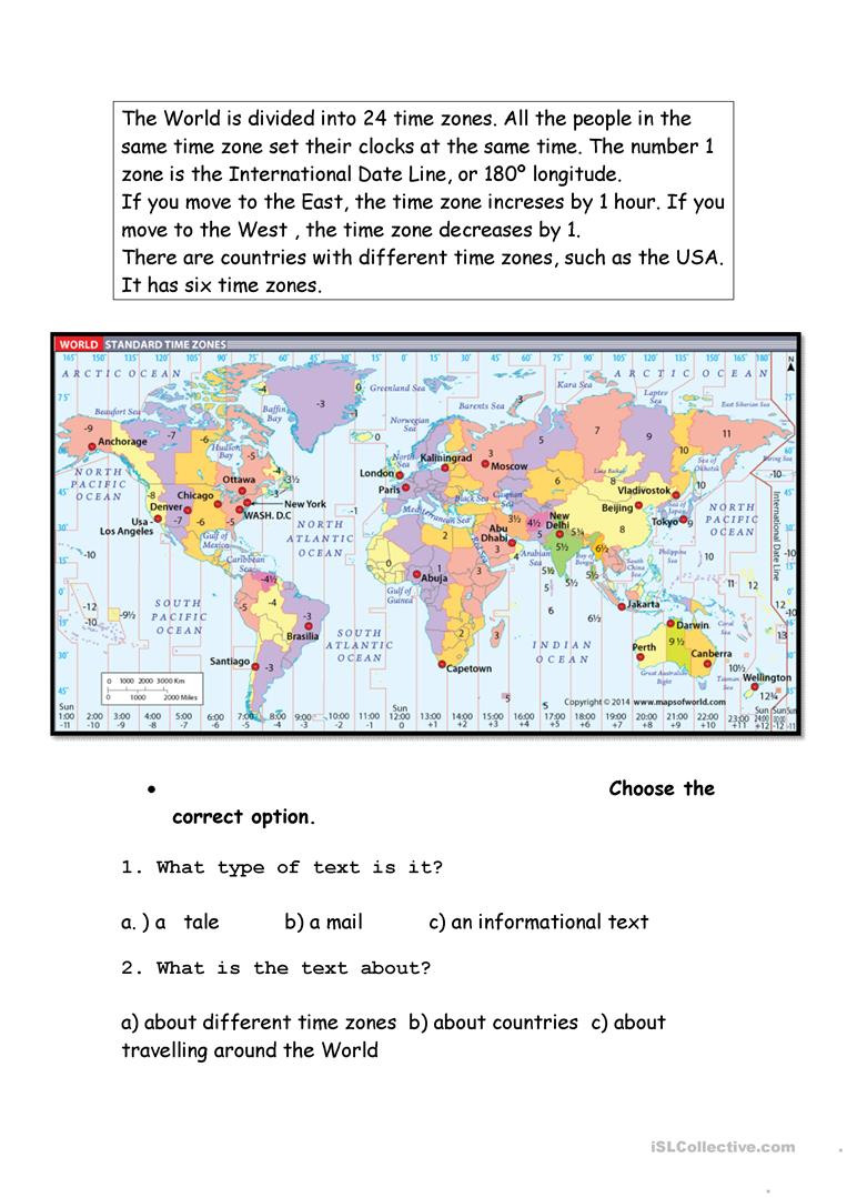 Time Zones  English Esl Worksheets