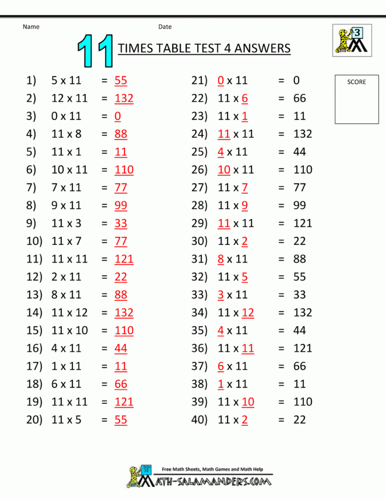 Times Tables Tests  6 7 8 9 11 12 Times Tables