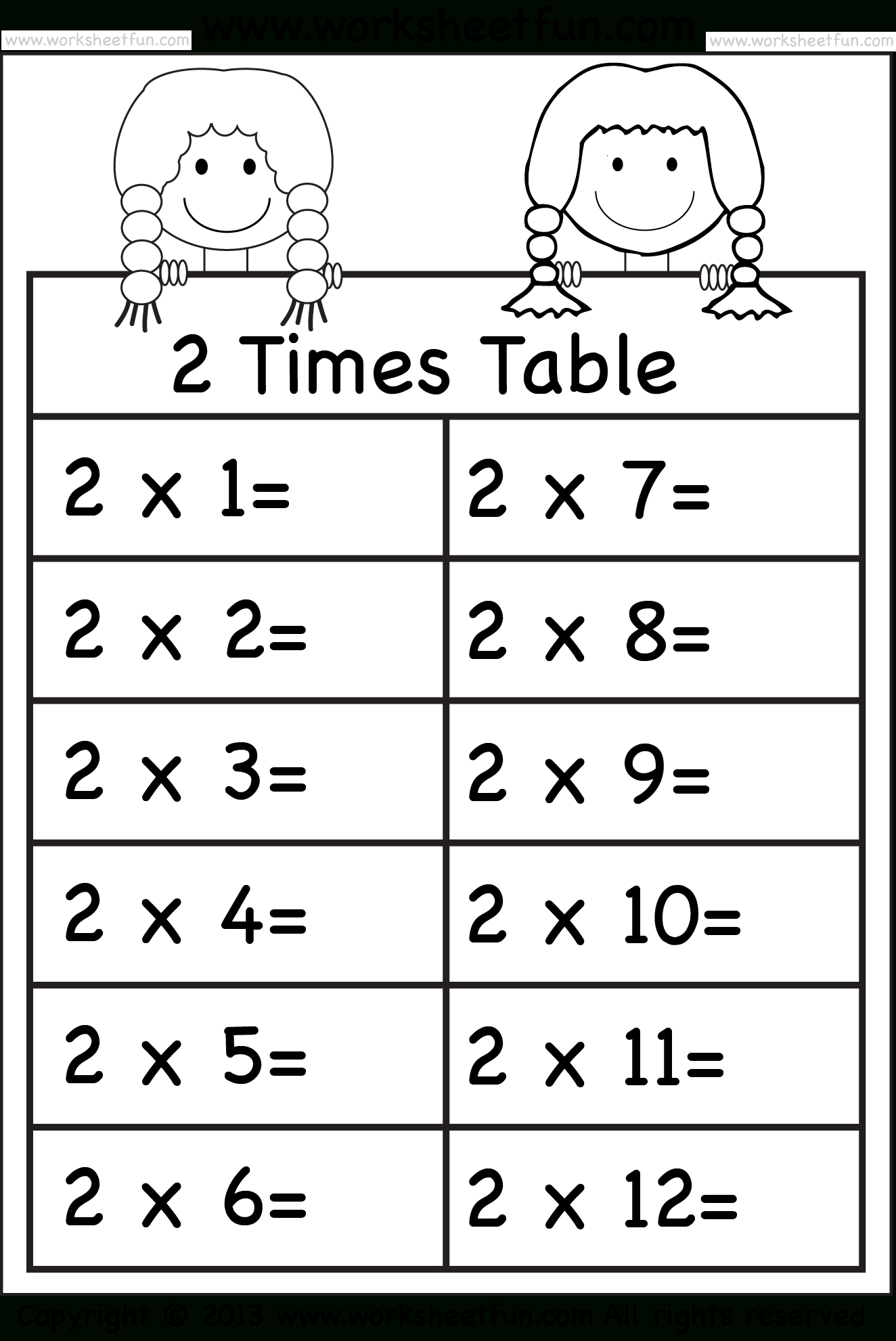 Times Tables Worksheets – 2 3 4 5 6 7 8 9 10 11 And