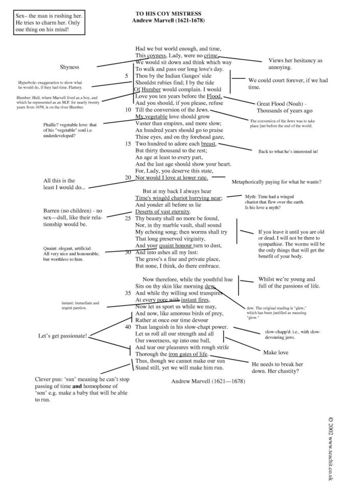 To His Coy Mistress' Annotated