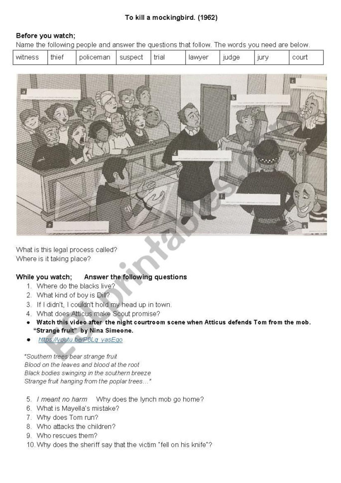 To Kill A Mockingbird Film  Esl Worksheetrichardpaulscott