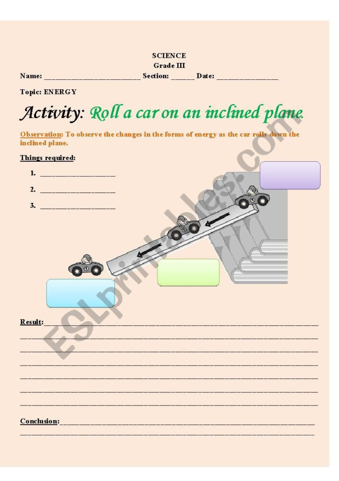 To Observe The Changes In The Forms Of Energy As The Car Rolls Down
