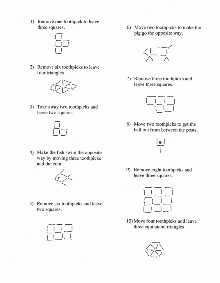 Toothpick Puzzles  Activity  Education