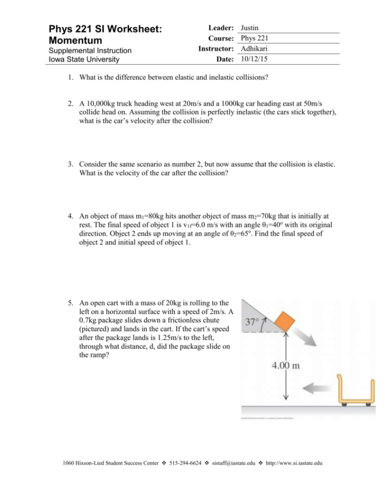 Top 10 Punto Medio Noticias  Elastic Vs Inelastic Collision Worksheet