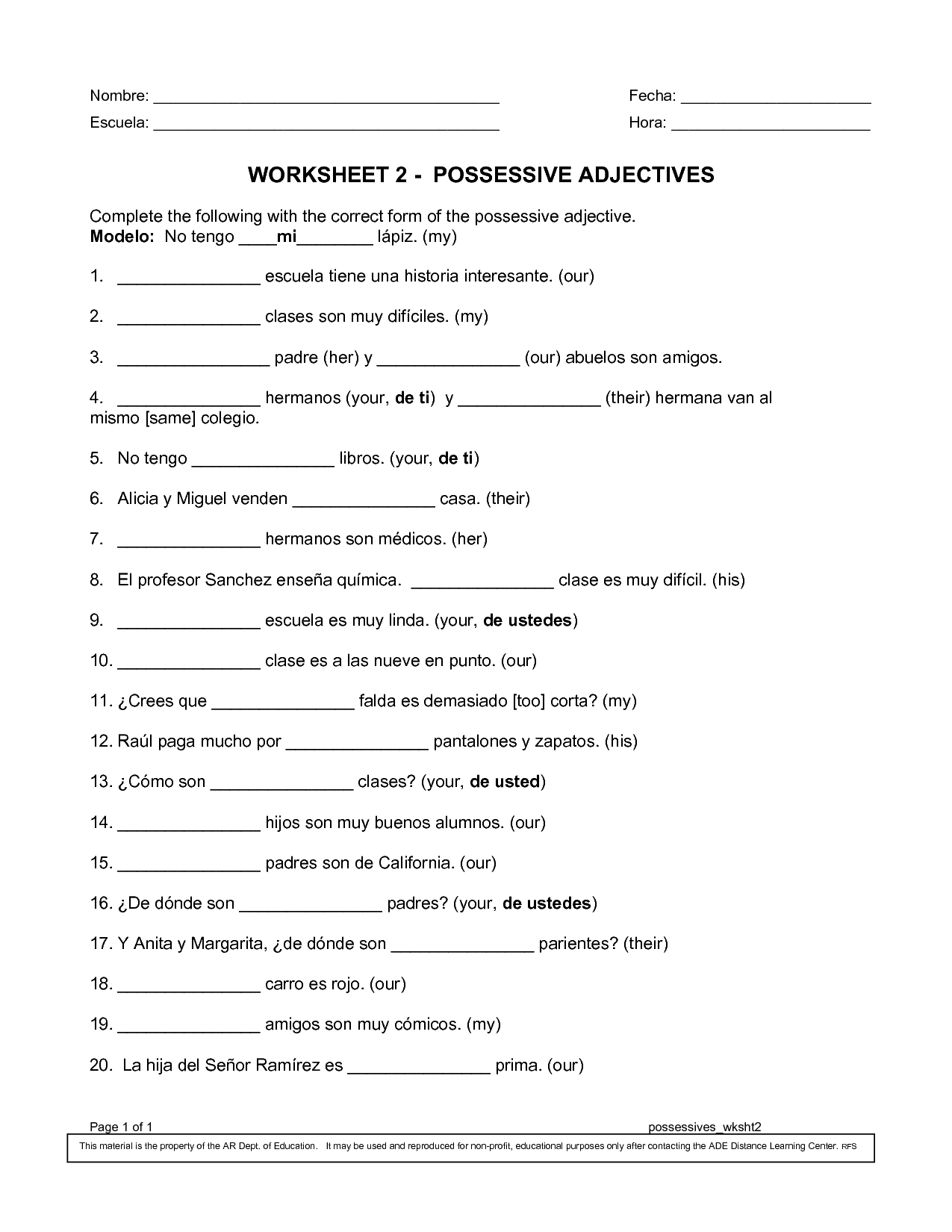 Top 10 Punto Medio Noticias  Possessive Pronouns Practice 3Rd Grade