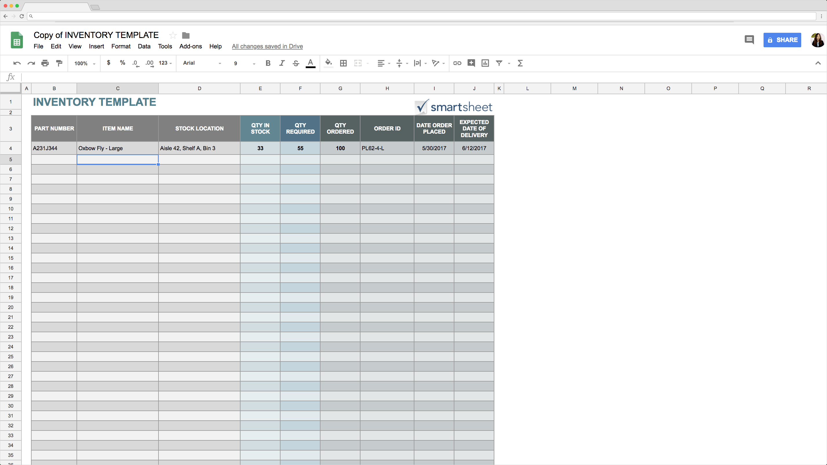 Inventory Google Sheet Template