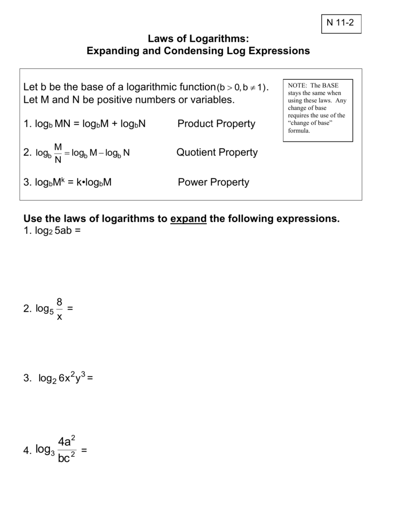 Topic Properties Of Logarithms