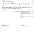 Topic Solving Quadratic Equations Using The Quadratic Formula
