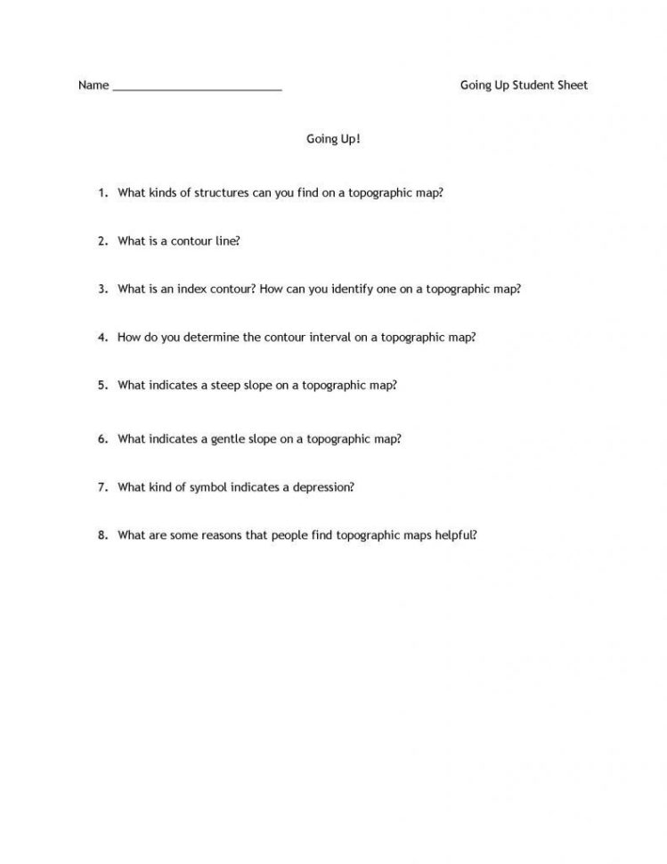 Topographic Map Reading Worksheet Answer Key