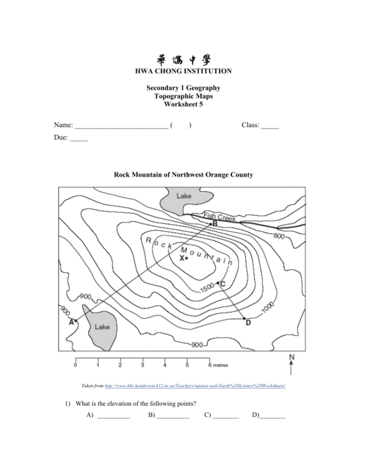 Topographic Map Reading Worksheet Answers Db excel