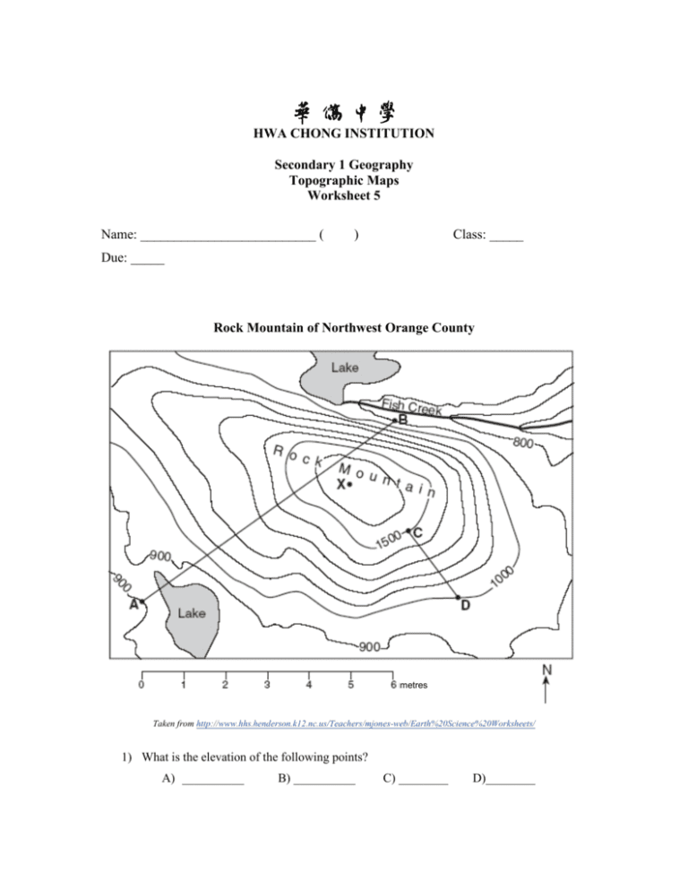 Reading Topographic Maps Worksheets 