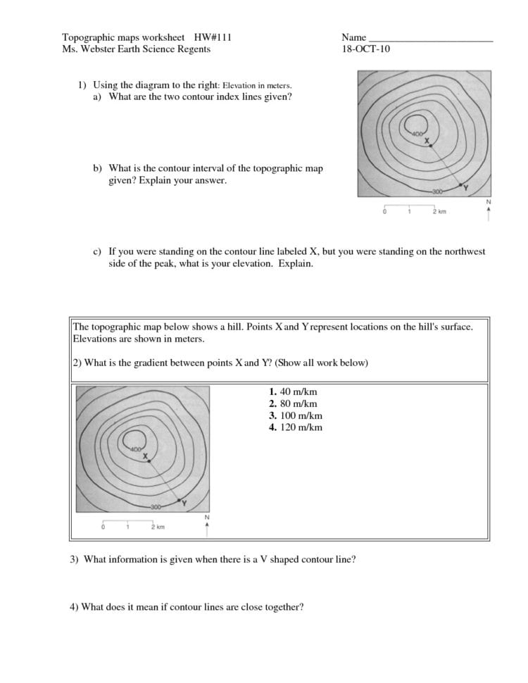 Topographic Map Worksheet 91 Images In Collection Page 2