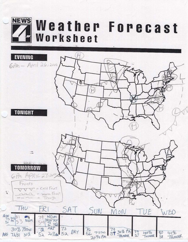 Reading A Weather Map Worksheet Answer Key — db-excel.com