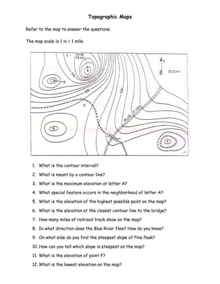 Topographic Map Worksheet Answers Worksheet Idea 7 768x994 