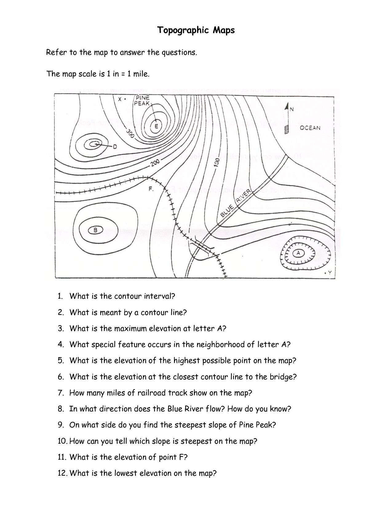 Topographic Map Worksheet Answers Worksheet Idea 7 