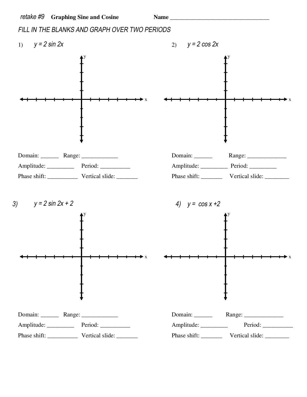 Tr Graphing Sine And Cosine Practice Worksheet 2019 Inverse