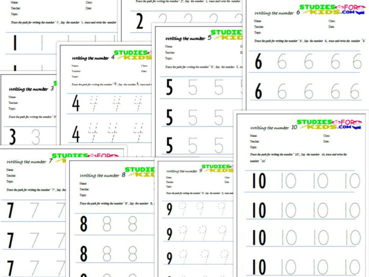 Trace Numbers 110 Worksheets Pdf For Kids Studiesforkids —