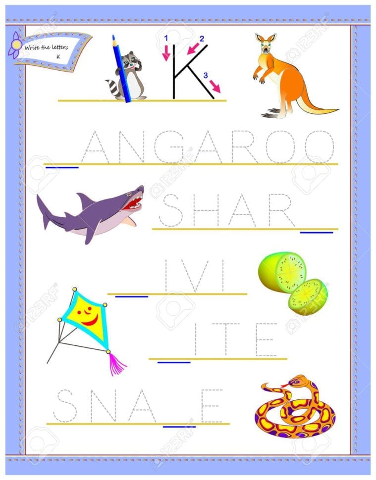 Tracing Letter K For Study English Alphabet Printable Worksheet