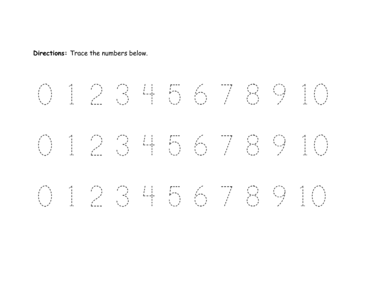 Number Tracing Worksheets 1 10