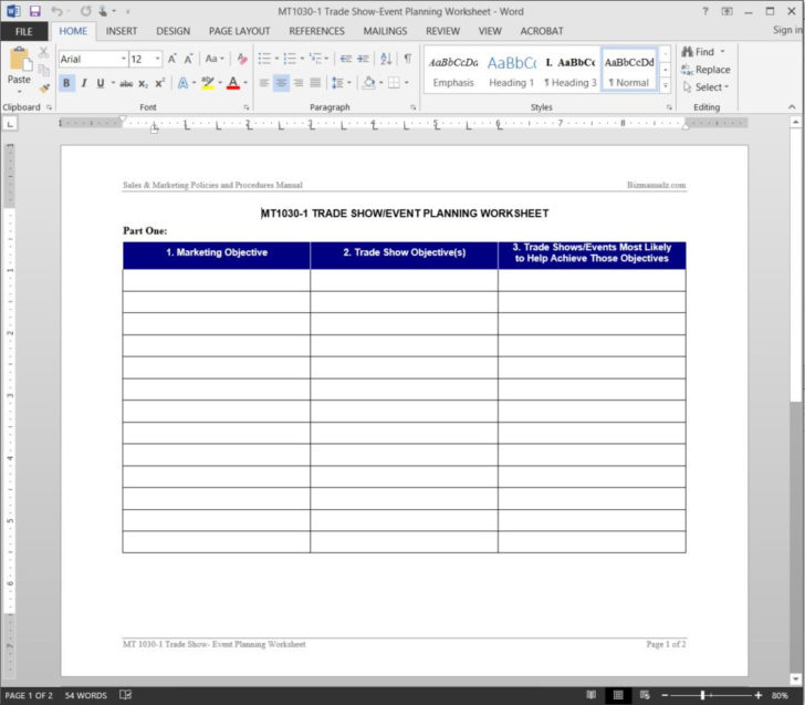 Event Planning Worksheet