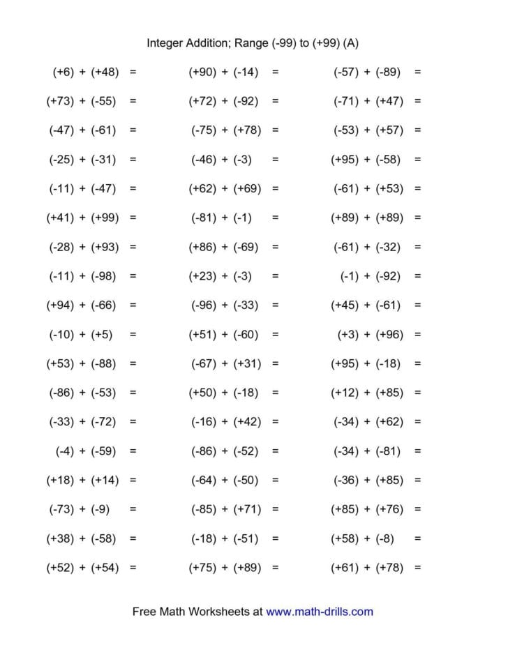 Adding And Subtracting Integers Word Problems Worksheet