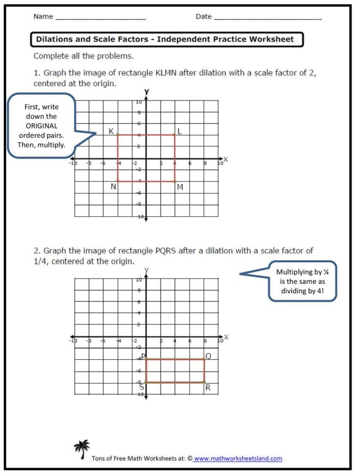 Dilation And Scale Factor Worksheet Answers