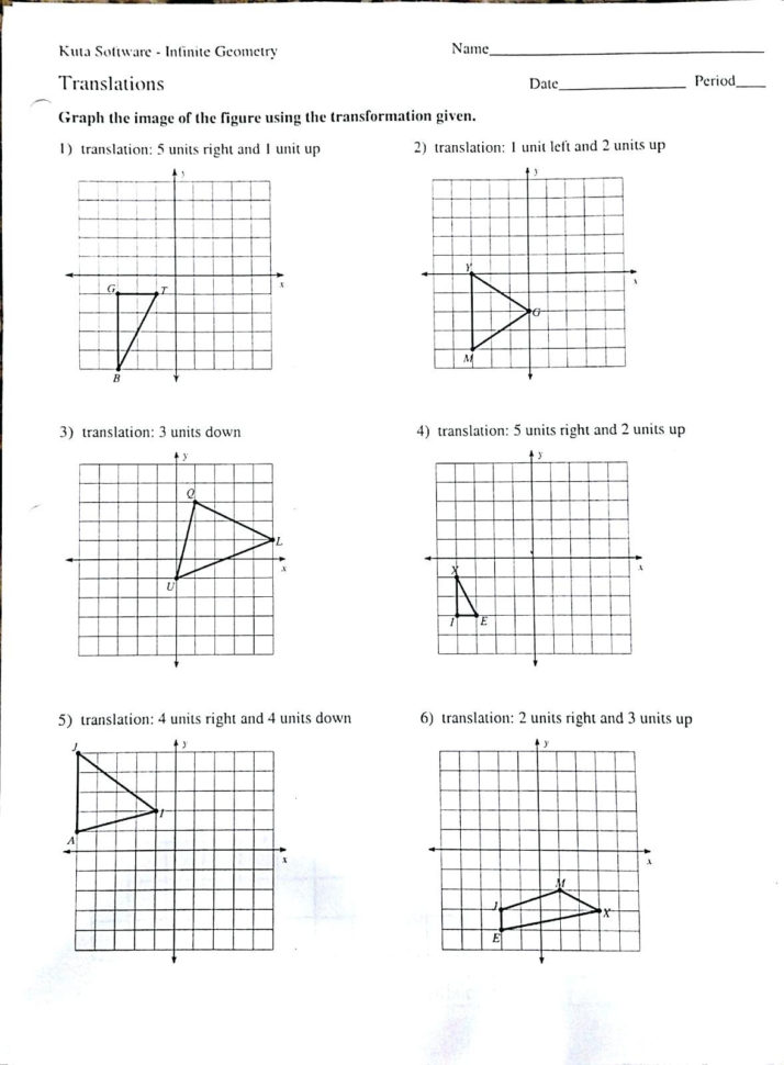 Transformations Translations Math Free Worksheets Math