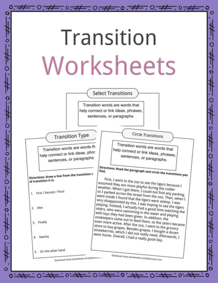 Transition Words Worksheet High School Db excel