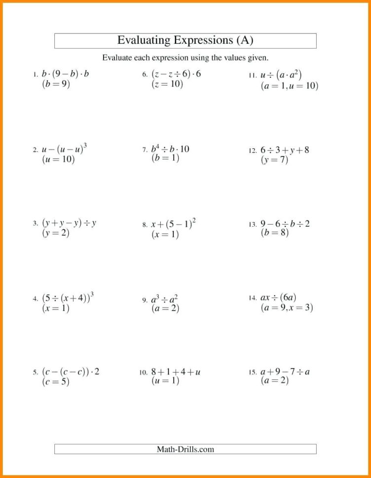Translate Algebra Math 5 Algebraic Expressions Worksheets Grade Math