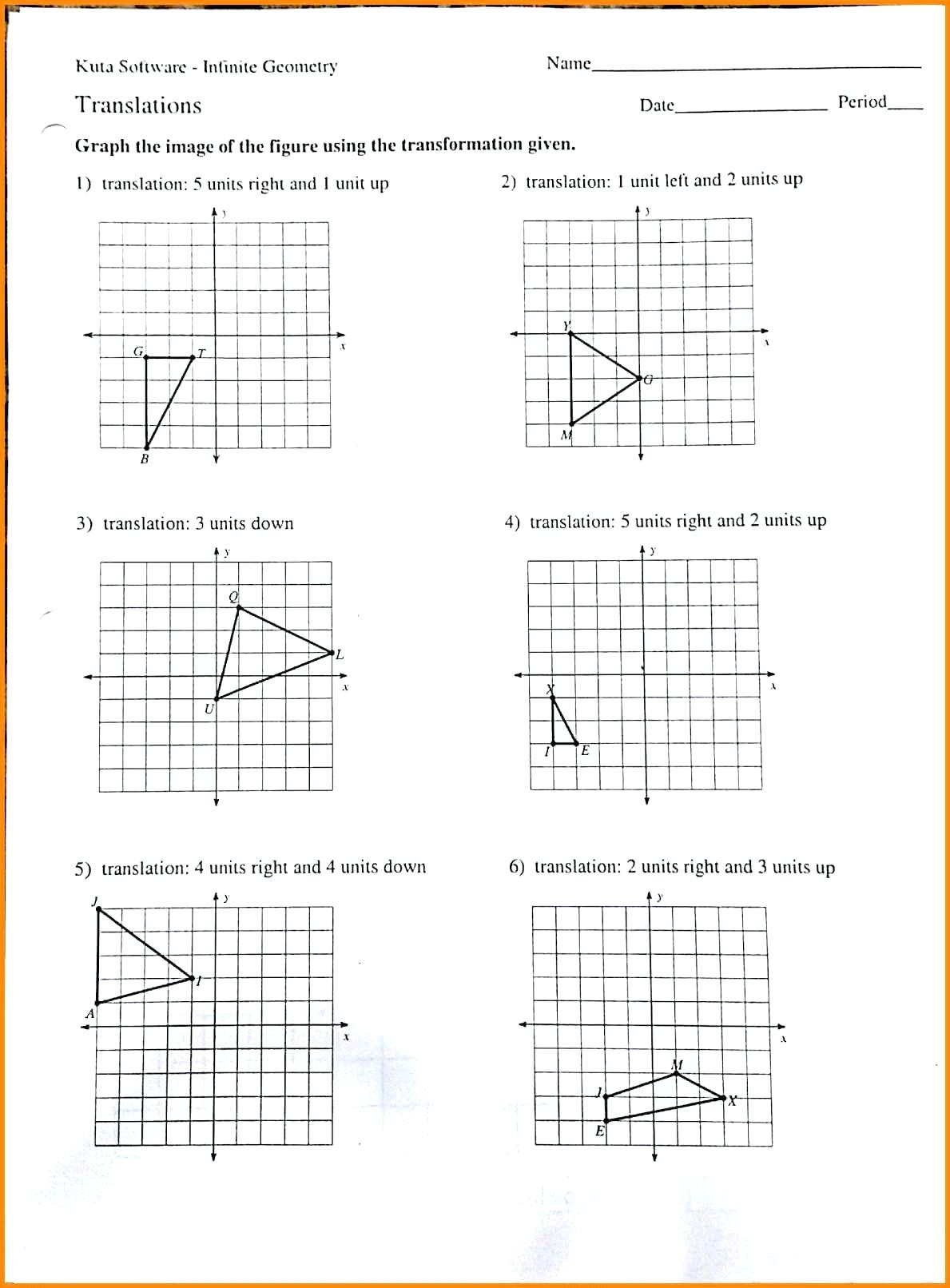 Reflections Math Worksheet