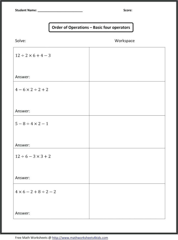 Translations Math Worksheets