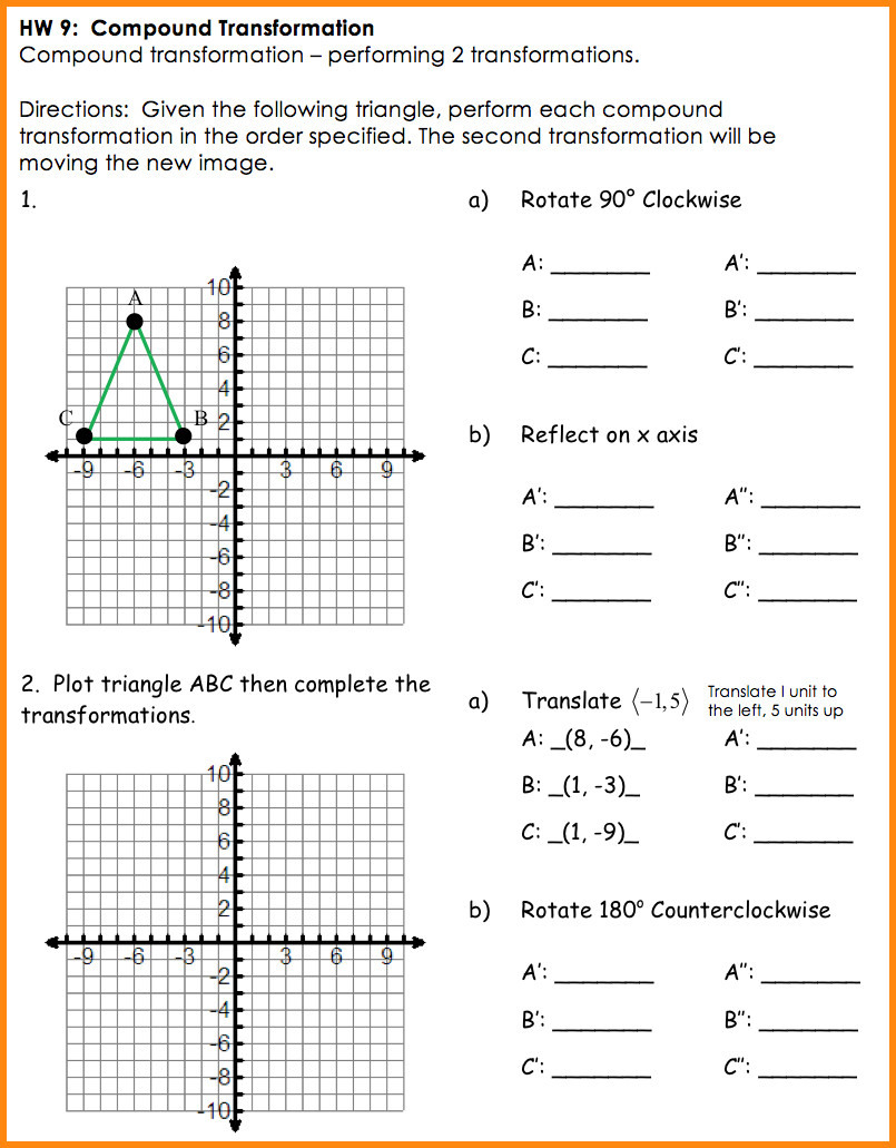Free Printable Worksheets On Transformations