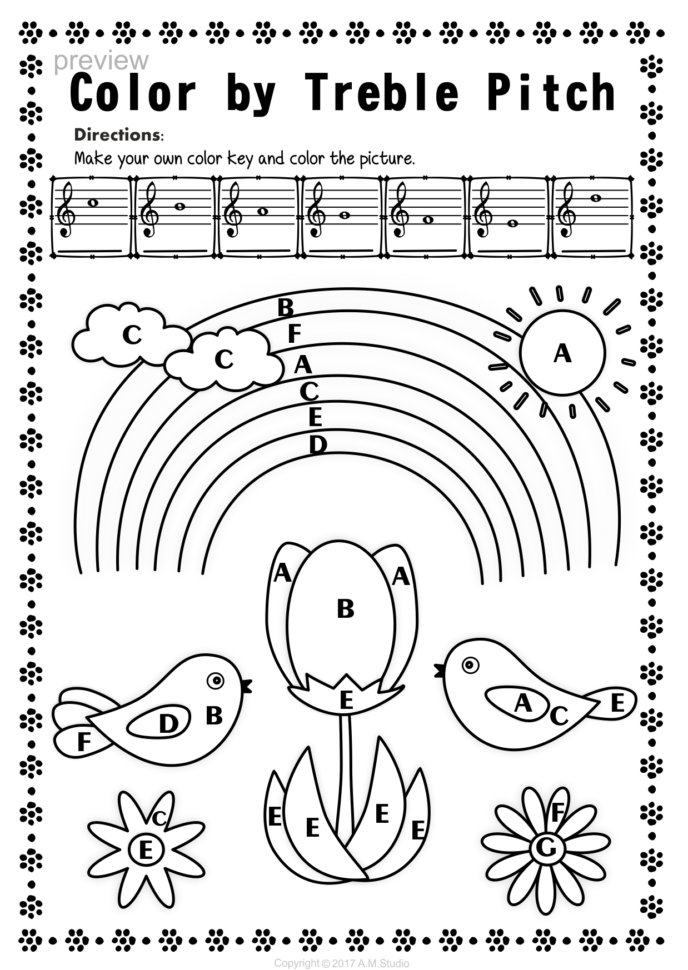 Treble Clef Note Naming Worksheets For Spring10  Anastasiya