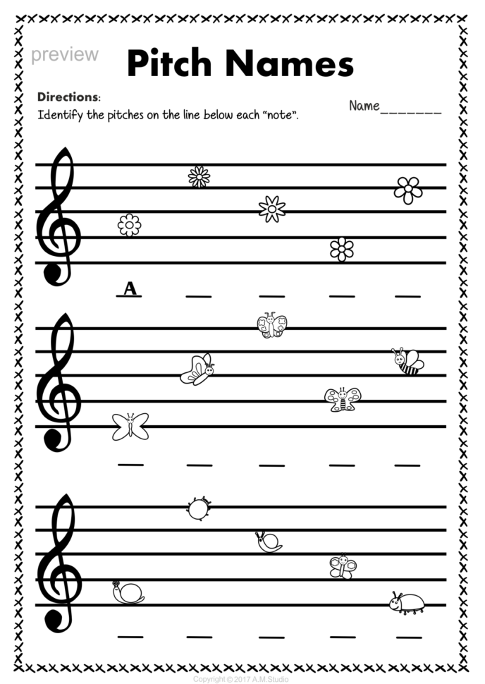 Treble Clef Note Naming Worksheets For Spring5  Anastasiya
