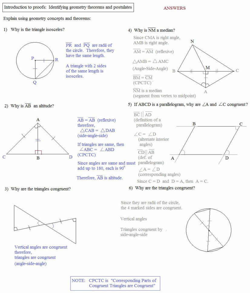 Triangle Congruence Worksheet