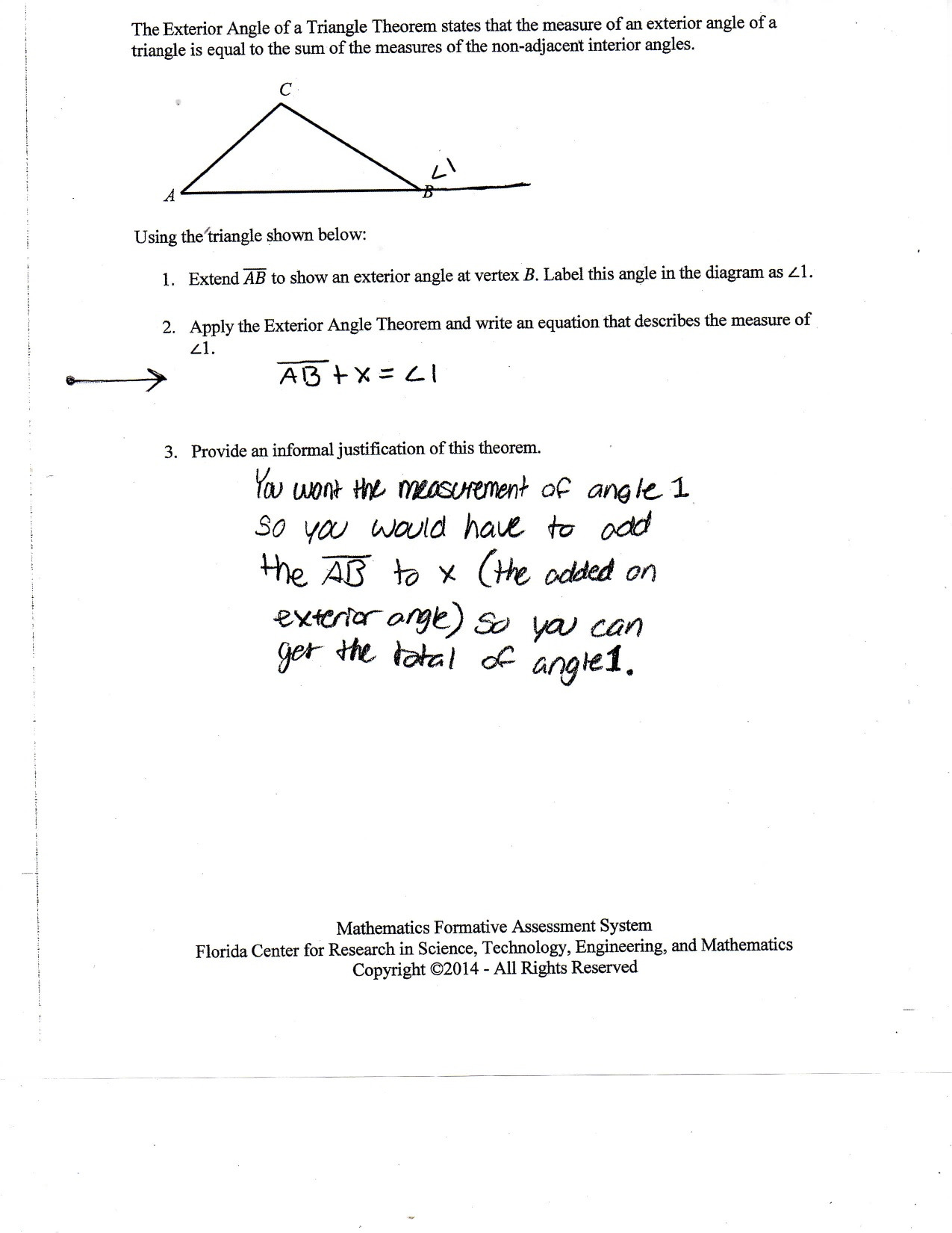 Triangle Sum And Exterior Angle Theorem Worksheet Fraction