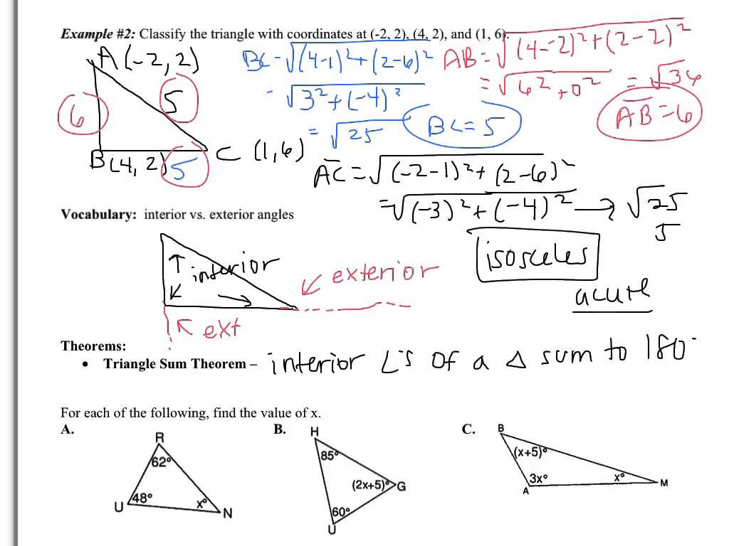 Triangle Sum And Exterior Angle Theorem Worksheet Grammar