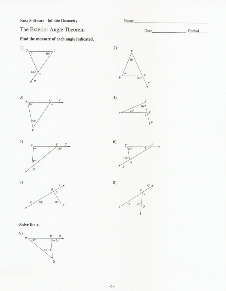 Triangle Sum And Exterior Angle Theorem Worksheet Yooob Db excel