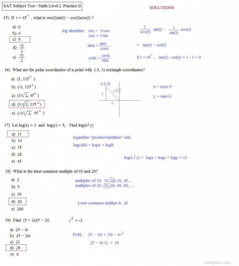 Trig Identities Worksheet With Answers — Db 4176