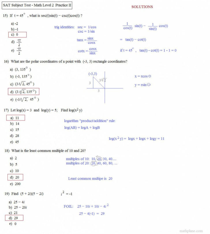 Trigonometry Worksheets Pdf
