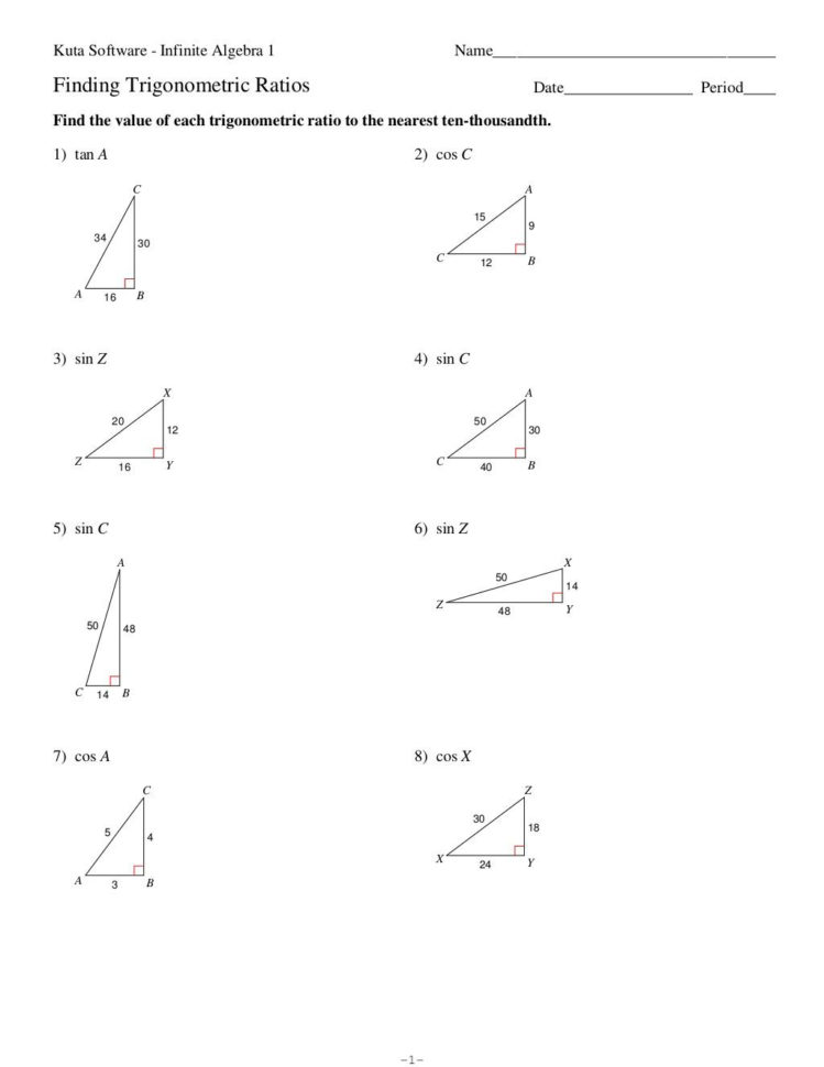 Trigonometric Ratios Worksheet