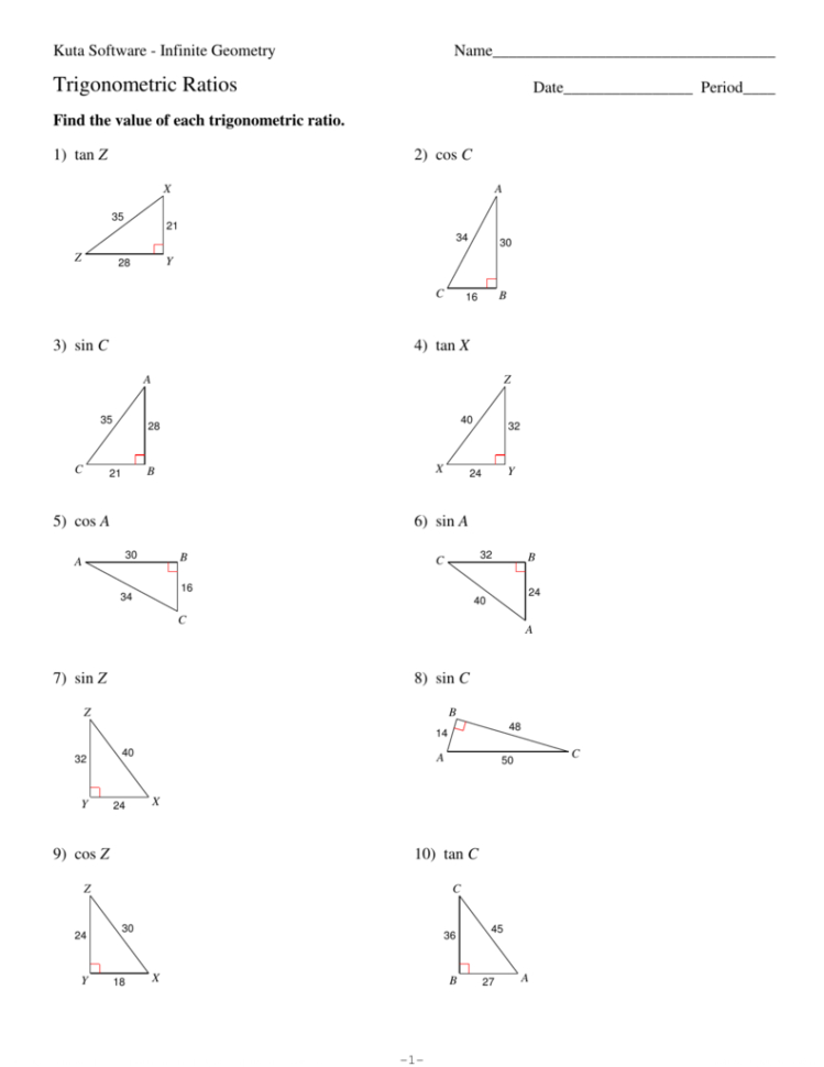 Worksheet Trigonometric Ratios Sohcahtoa Answer Key — db-excel.com