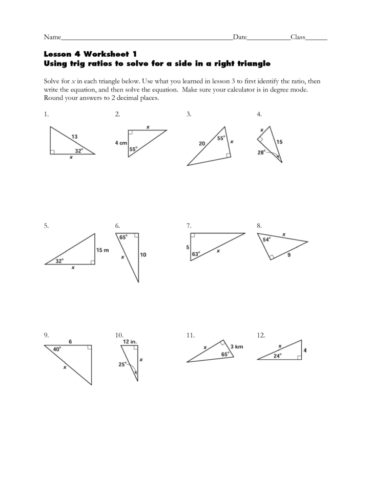 Worksheet Trigonometric Ratios Sohcahtoa Answer Key Db excel