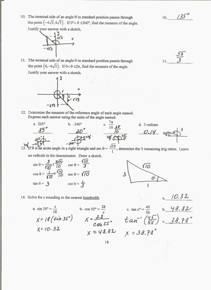 Trigonometry Ratios In Right Triangles Worksheet