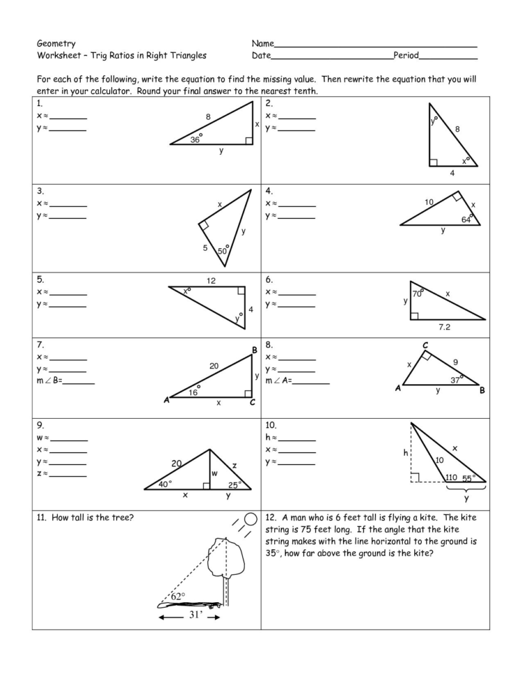 trigonometry formulas worksheet