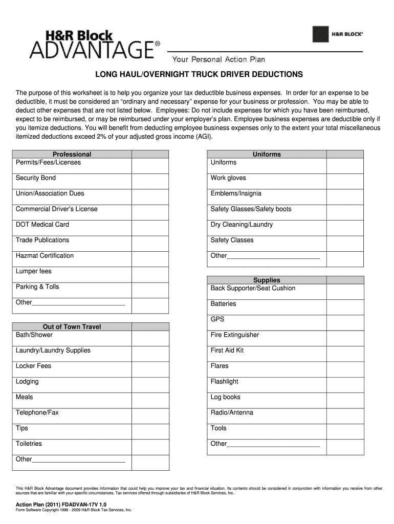 Truck Driver Expense Blank Forms  Fill Online Printable