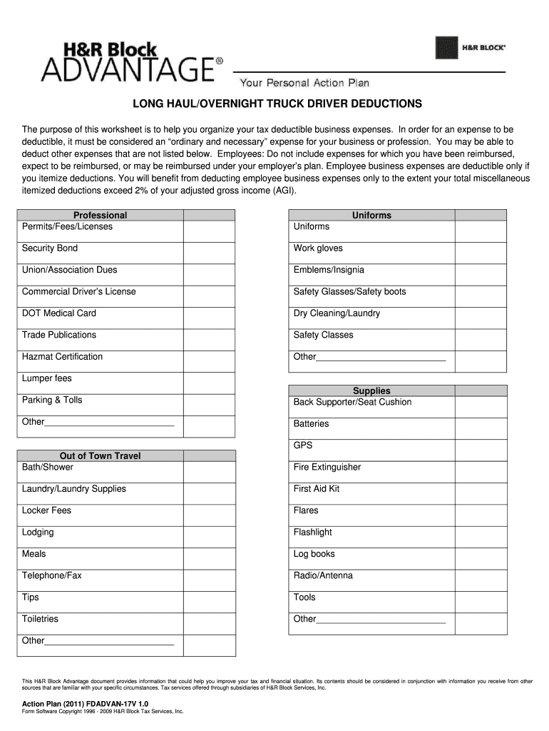 Truck Driver Expense Blank Forms Fill Online Printable — db-excel.com
