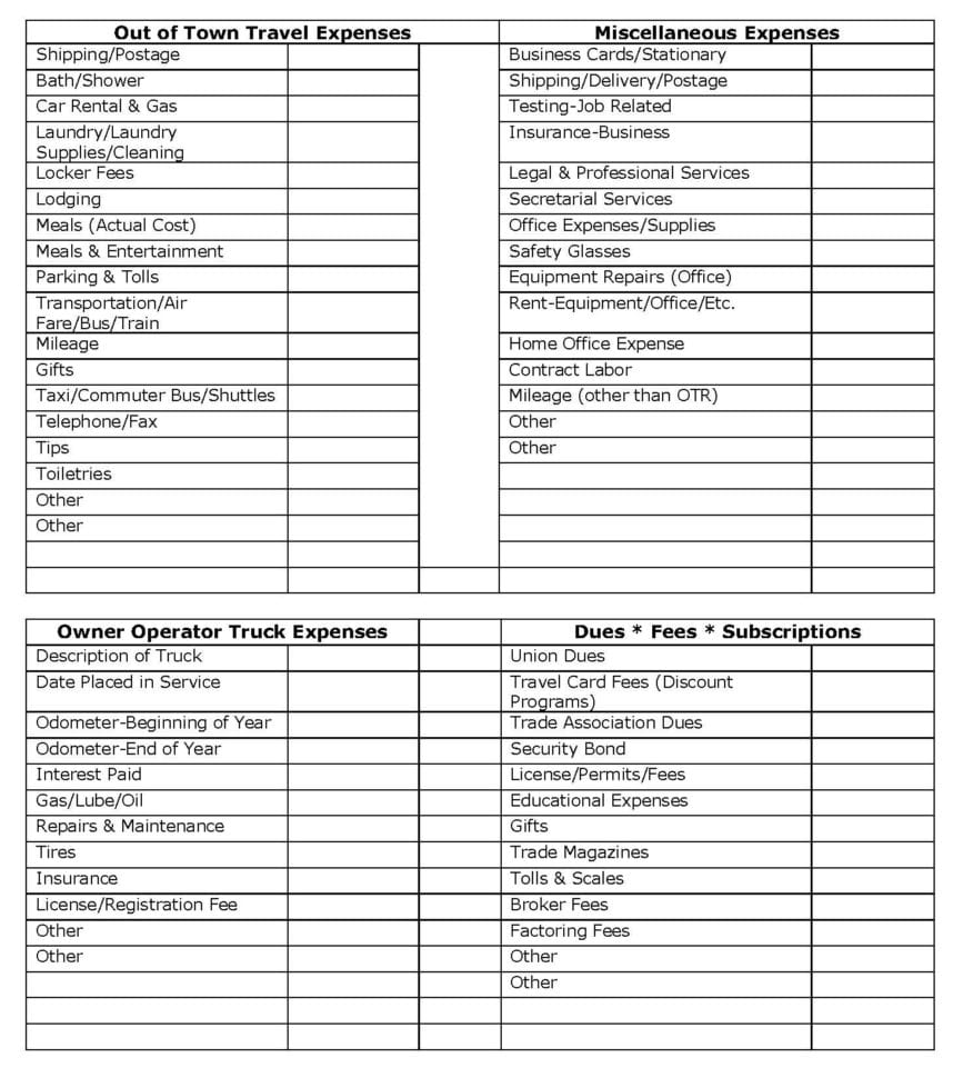 Truck Driver T Trucker Tax Deduction Worksheet Perfect