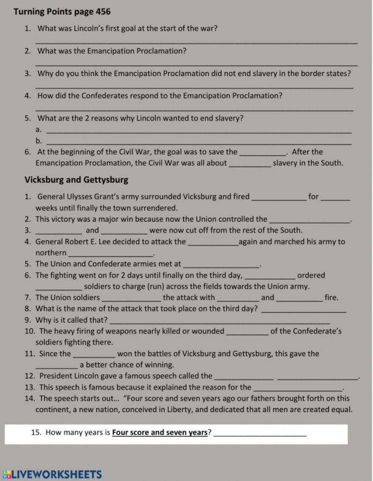 Turning Points  Interactive Worksheet Turning Points  Interactive Worksheet